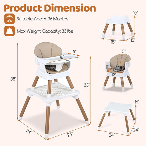 INFANS Baby High Chair 9 in 1 Convertible Highchair for Babies and Toddlers