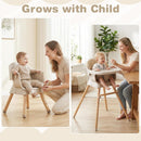 INFANS Baby High Chair 6 in 1 Wooden Convertible Highchair for Babies and Toddlers