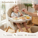INFANS Baby High Chair 6 in 1 Wooden Convertible Highchair for Babies and Toddlers