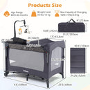 INFANS 4-in-1 Baby Bassinet-Pack & Play Convertible, Bedside Crib with Diaper Changer, Mattress & Hanging Toys
