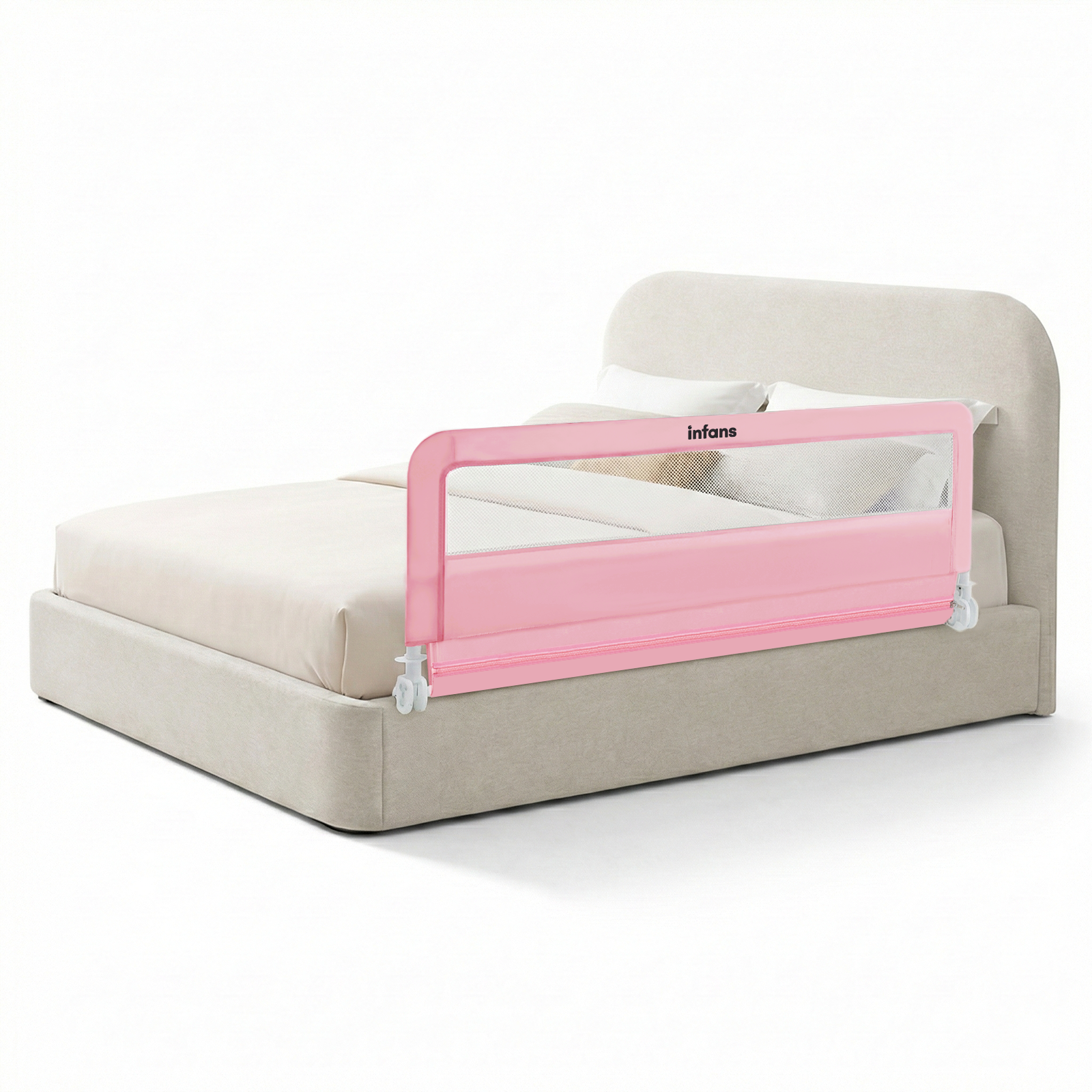 INFANS Bed Rail for Toddlers, 59" Foldable Safety Baby Crib Rail Fit for Kids Twin, Extra Long Swing Down Bed Guardrail for Convertible Crib, Queen, Full, King Mattress Side Guard
