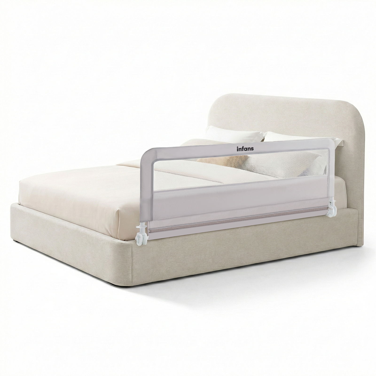 INFANS Bed Rail for Toddlers, 59" Foldable Safety Baby Crib Rail Fit for Kids Twin, Extra Long Swing Down Bed Guardrail for Convertible Crib, Queen, Full, King Mattress Side Guard