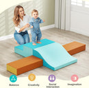 Olakids Toddler Climbing Toys Indoor, 10 Pieces Baby Foam Blocks Soft Play Set with PU Leather for 1+ Years
