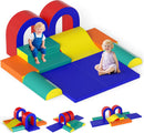 Olakids Toddler Climbing Toys Indoor, 10 Pieces Baby Foam Blocks Soft Play Set with PU Leather for 1+ Years