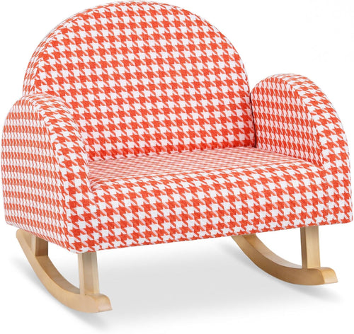 OLAKIDS Toddler Rocking Chair, Plush Kids Armchair with Wooden Frame & Anti-Tipping Design