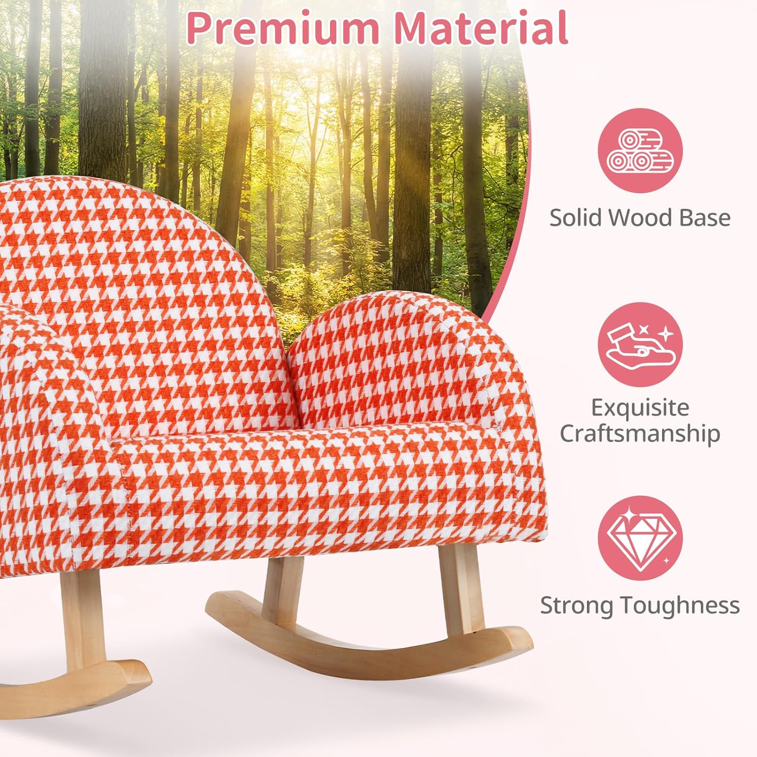 OLAKIDS Toddler Rocking Chair, Plush Kids Armchair with Wooden Frame & Anti-Tipping Design