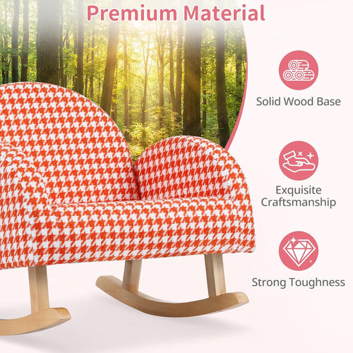 OLAKIDS Toddler Rocking Chair, Plush Kids Armchair with Wooden Frame & Anti-Tipping Design
