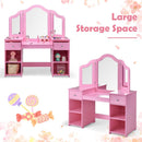 OLAKIDS Kids Vanity, 2 in 1 Wooden Princess Makeup Table and Chair for Toddlers