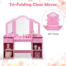 OLAKIDS Kids Vanity, 2 in 1 Wooden Princess Makeup Table and Chair for Toddlers