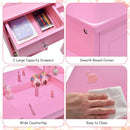 OLAKIDS Kids Vanity, 2 in 1 Wooden Princess Makeup Table and Chair for Toddlers