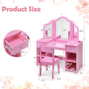 OLAKIDS Kids Vanity, 2 in 1 Wooden Princess Makeup Table and Chair for Toddlers