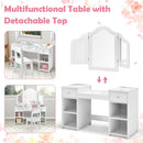 OLAKIDS Kids Vanity, 2 in 1 Wooden Princess Makeup Table and Chair for Toddlers
