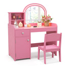 OLAKIDS Kids Vanity, Princess Makeup Desk and Chair Set with Lights Mirror, Pretend Play Vanity Set for Toddler Girls