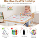 Olakids Kids Table & Chair Set, Height Adjustable, Graffiti Desktop, Storage, for Learning & Drawing