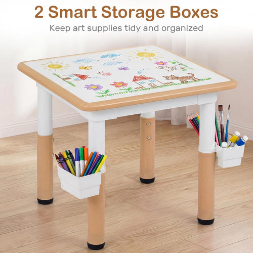 Olakids Kids Table & Chair Set, Height Adjustable, Graffiti Desktop, Storage, for Learning & Drawing