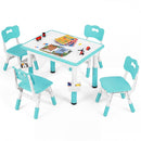 Olakids Kids Table and 4 Chairs Set, Height Adjustable Children Activity Desk for Learning Dining Arts Crafts