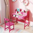 OLAKIDS Table and Chair Set, Toddler Wooden Student Study Desk with Chair Storage Boys Girls 3+ Years Old