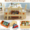 INFANS Kids Table and Chair Set, 4 in 1 Wooden Activity Desk with Reversible Detachable Tabletop