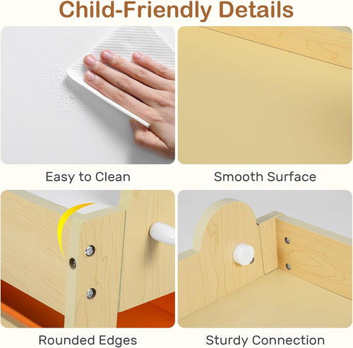 INFANS Kids Table and Chair Set, 4 in 1 Wooden Activity Desk with Reversible Detachable Tabletop