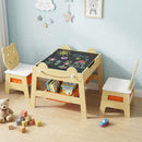 INFANS Kids Table and Chair Set, 4 in 1 Wooden Activity Desk with Reversible Detachable Tabletop