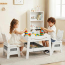 INFANS Kids Table and Chair Set, 4 in 1 Wooden Activity Desk with Reversible Detachable Tabletop