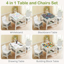 INFANS Kids Table and Chair Set, 4 in 1 Wooden Activity Desk with Reversible Detachable Tabletop