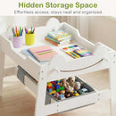 INFANS Kids Table and Chair Set, 4 in 1 Wooden Activity Desk with Reversible Detachable Tabletop