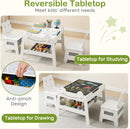 INFANS Kids Table and Chair Set, 4 in 1 Wooden Activity Desk with Reversible Detachable Tabletop