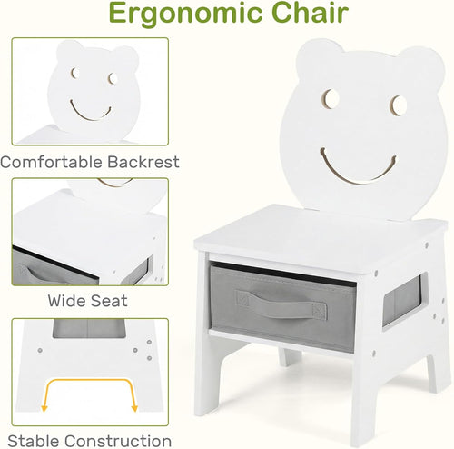INFANS Kids Table and Chair Set, 4 in 1 Wooden Activity Desk with Reversible Detachable Tabletop