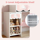 Olakids Wooden Kids Vanity Set, 360° Swivel Mirror, Storage Shelves & Drawers, Table Chair for Girls 3+