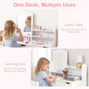 Olakids Kids Vanity Table & Chair Set, Princess Makeup Desk with Mirror, Storage Shelves & Drawers, Pretend Playset for Girls 3+