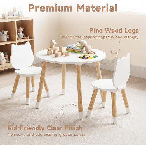 Olakids Kids Table and Chair Set, Toddler 3-Piece Round Desk for Playing Eating Drawing Reading Art Crafts