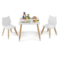 OLAKIDS Table and Chair Set, Wooden Toddler 3-Piece Desk for Playing Eating Drawing Reading Art Crafts