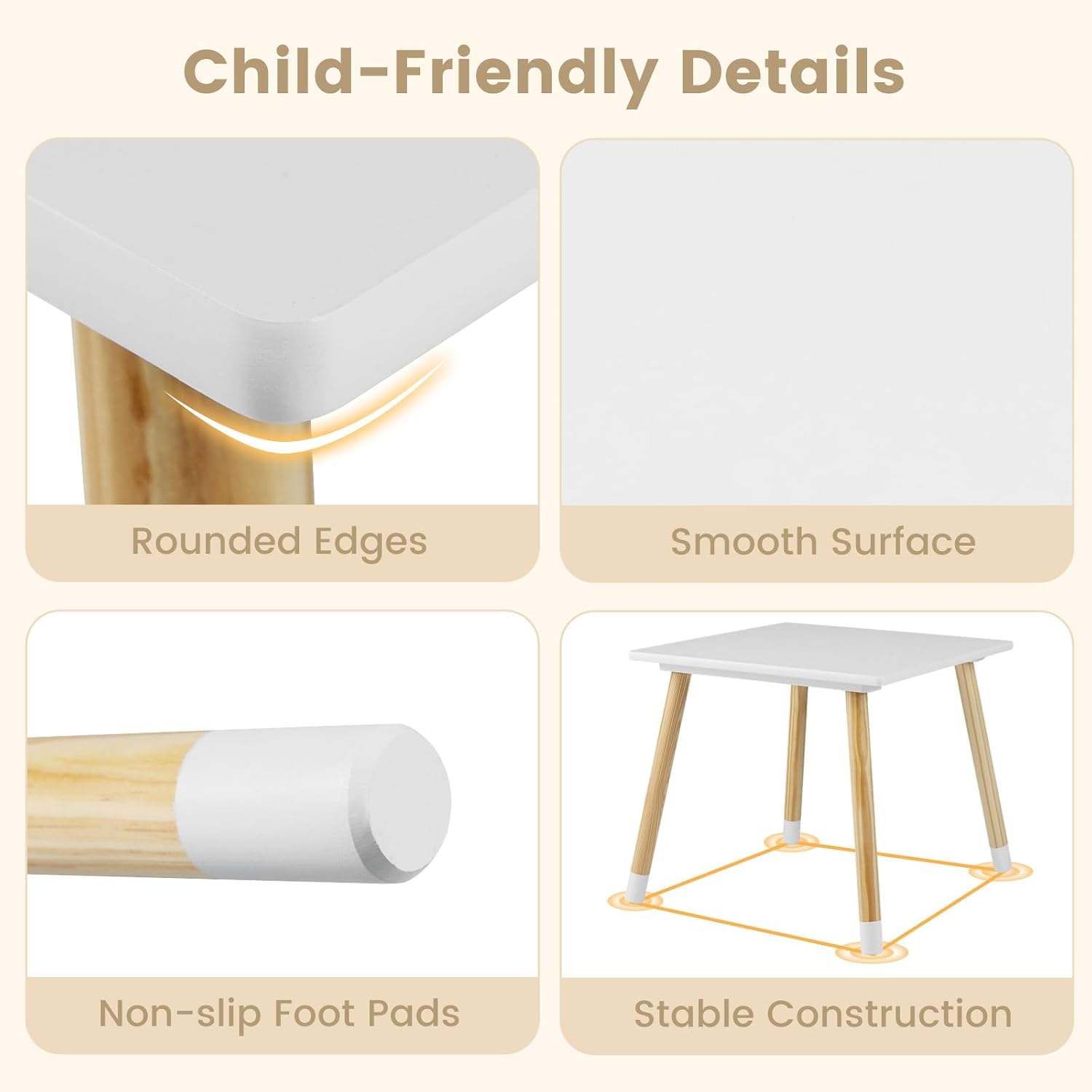 OLAKIDS Table and Chair Set, Wooden Toddler 3-Piece Desk for Playing Eating Drawing Reading Art Crafts