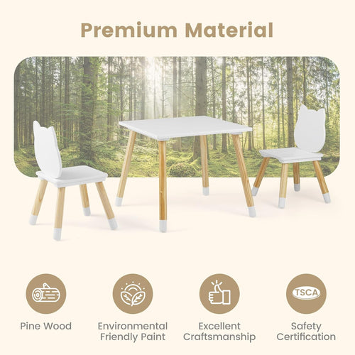OLAKIDS Table and Chair Set, Wooden Toddler 3-Piece Desk for Playing Eating Drawing Reading Art Crafts