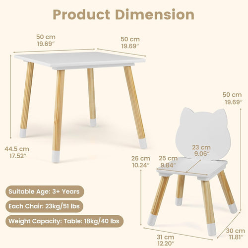 OLAKIDS Table and Chair Set, Wooden Toddler 3-Piece Desk for Playing Eating Drawing Reading Art Crafts