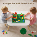 Olakids Kids Table and Chair Set, 4 in 1 Wooden Building Blocks Activity Desk with Reversible Tabletop Storage Basket