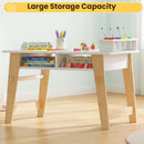 Olakids Kids Art Table and Chair Set, Wooden Multi Activity Desk with Roll Paper 2 Storage Shelves 4 Paint Cups