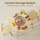 OLAKIDS Wooden Kids Table and Chair Set with Storage Basket 3-Piece Toddler Activity Furniture