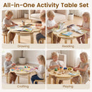 OLAKIDS Wooden Kids Table and Chair Set with Storage Basket 3-Piece Toddler Activity Furniture