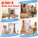 OLAKIDS 4 in 1 Kids Easel: Marble Run, Magnetic Whiteboard, Chalkboard, 6-Level Adjustable Height for Toddlers 3-10