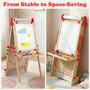 OLAKIDS 4 in 1 Kids Easel: Marble Run, Magnetic Whiteboard, Chalkboard, 6-Level Adjustable Height for Toddlers 3-10