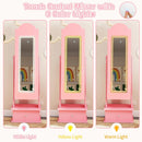 OLAKIDS Kids Jewelry Armoire Cabinet with LED Lights Unicorn Theme Children Vanity Dress Up Storage Rack for Girls