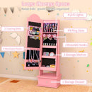 OLAKIDS Kids Jewelry Armoire Cabinet with LED Lights Unicorn Theme Children Vanity Dress Up Storage Rack for Girls
