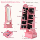 OLAKIDS Kids Jewelry Armoire Cabinet with LED Lights Unicorn Theme Children Vanity Dress Up Storage Rack for Girls