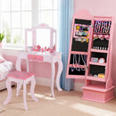 OLAKIDS Kids Jewelry Armoire Cabinet with LED Lights Unicorn Theme Children Vanity Dress Up Storage Rack for Girls