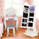 OLAKIDS Kids Jewelry Armoire Cabinet with LED Lights Unicorn Theme Children Vanity Dress Up Storage Rack for Girls