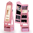 OLAKIDS Kids Jewelry Armoire Cabinet, 360° Swivel Lockable Standing Makeup Organizer