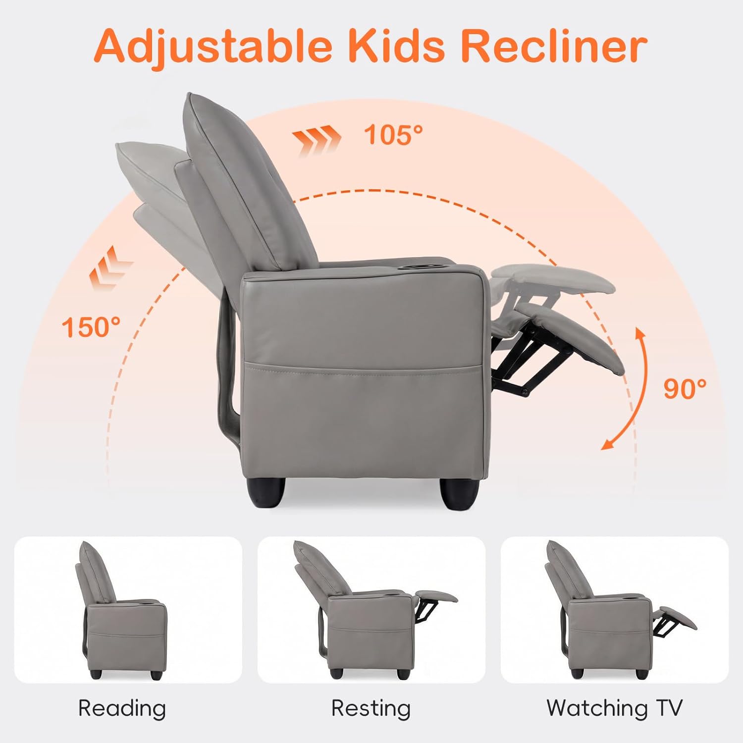 OLAKIDS Toddler Lounge Chair PU Leather Toddler Reclining Couch for Children Boys Girls