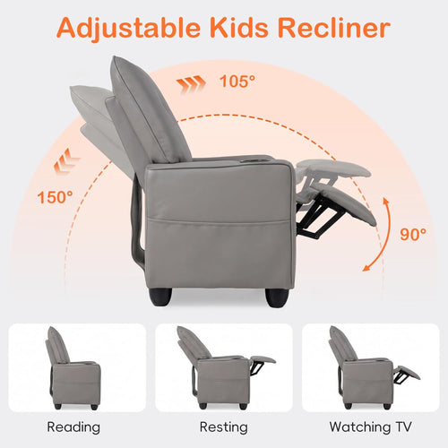 OLAKIDS Toddler Lounge Chair PU Leather Toddler Reclining Couch for Children Boys Girls